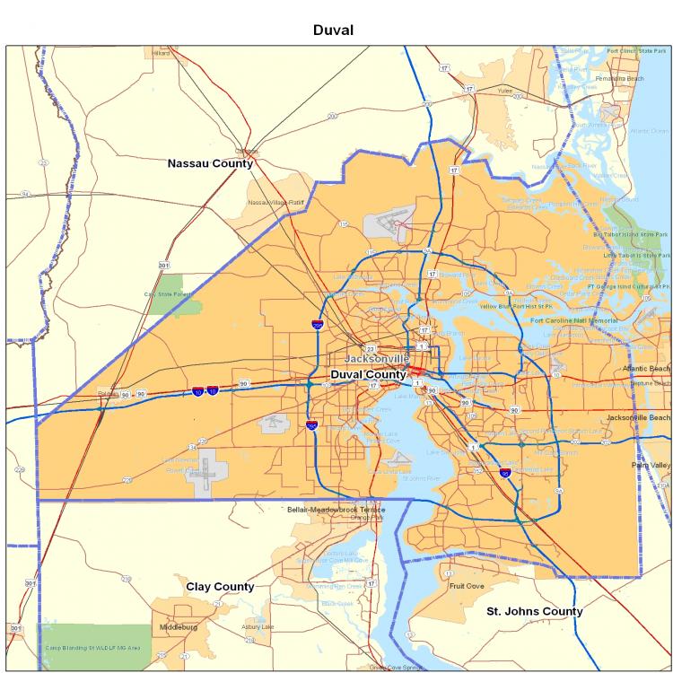 Map of Duval County 